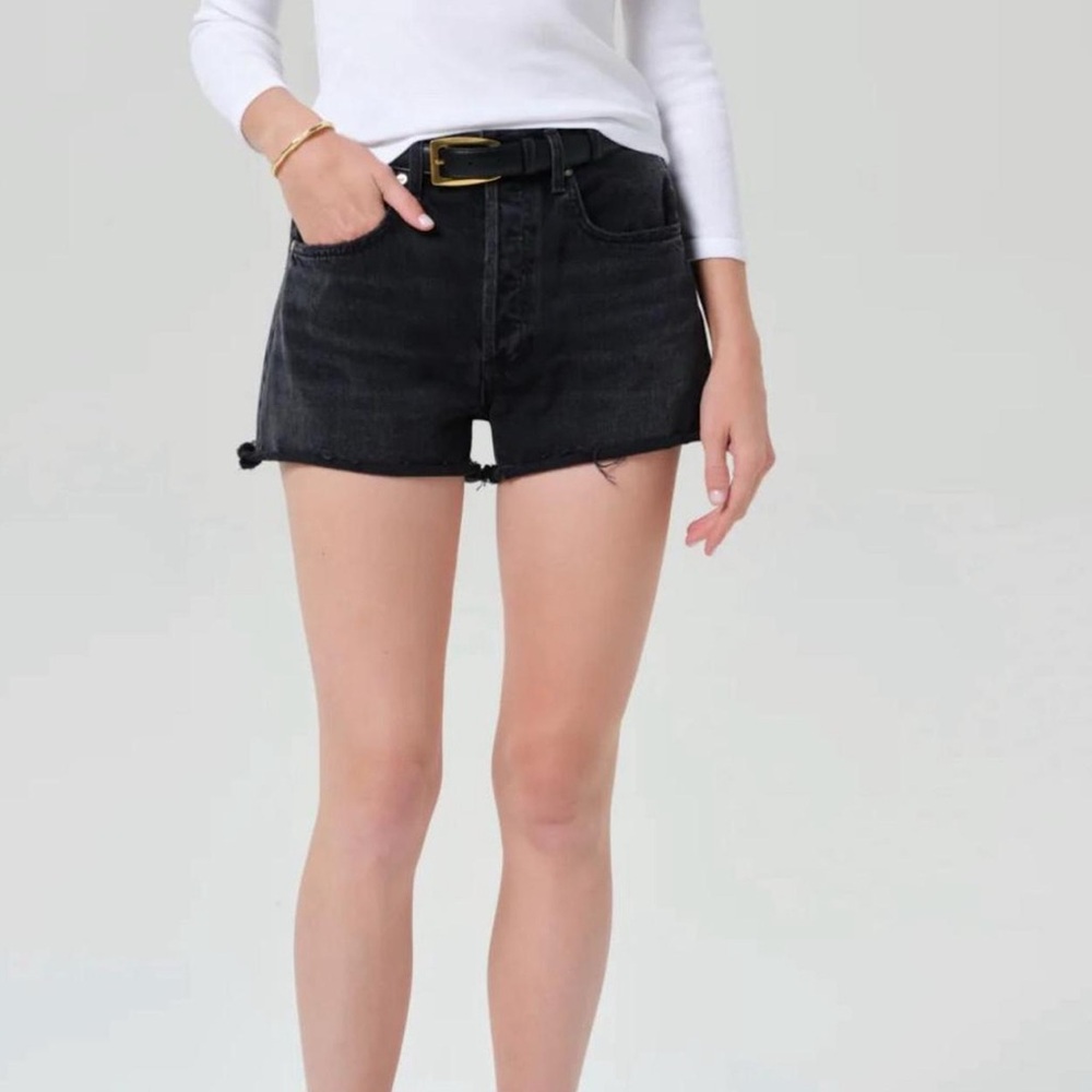 Marlow Black Distressed High-Rise Denim Short